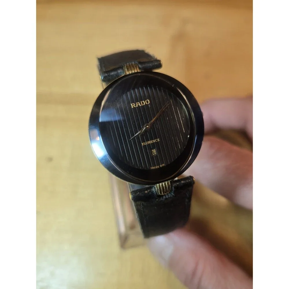 Rare RADO Florence 152.3694.2 Quartz Black Watch 32mm. New Battery Installed